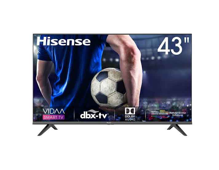 [NAT-019] تلفزيون هايسنس Hisense سمارت 43 بوصة 4K UHD بتقنية DLED، يدعم Dolby Vision وHDR10 وDTS Virtual:X، مع نظام VIDAA الذكي، موديل 43A62S.