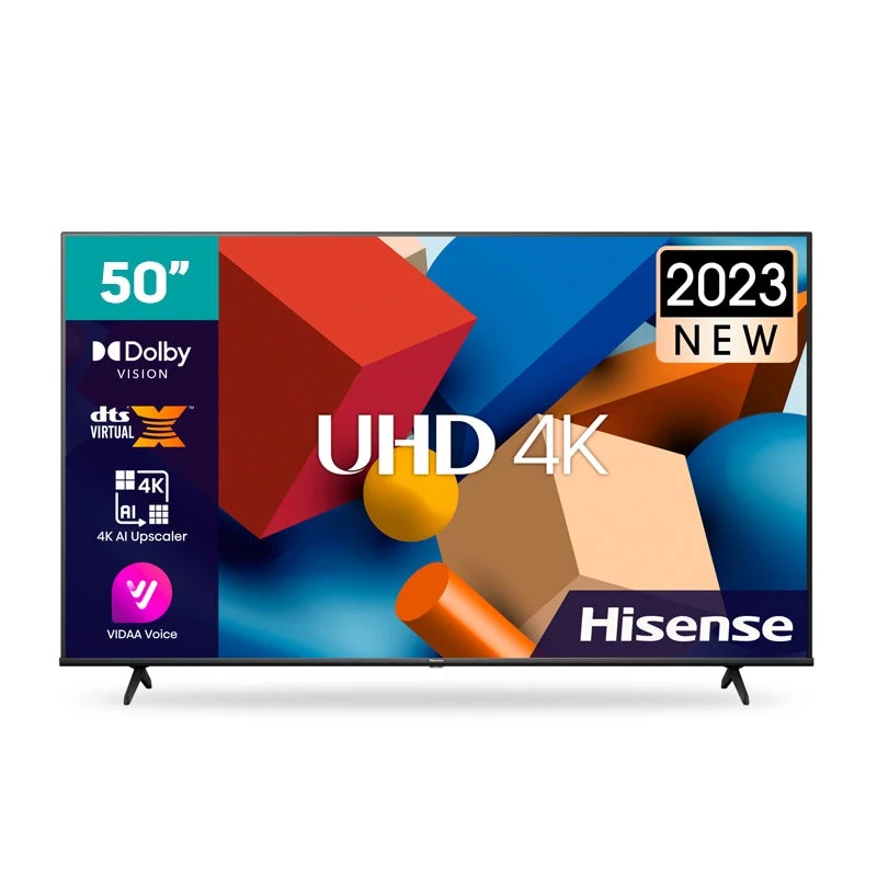 TV Hisense Hisense Smart 50 inch 4K UHD with DLED, Supports Dolby Vision and HDR10 and DTS Virtual:X, with VIDAA Smart Model 50A62S.