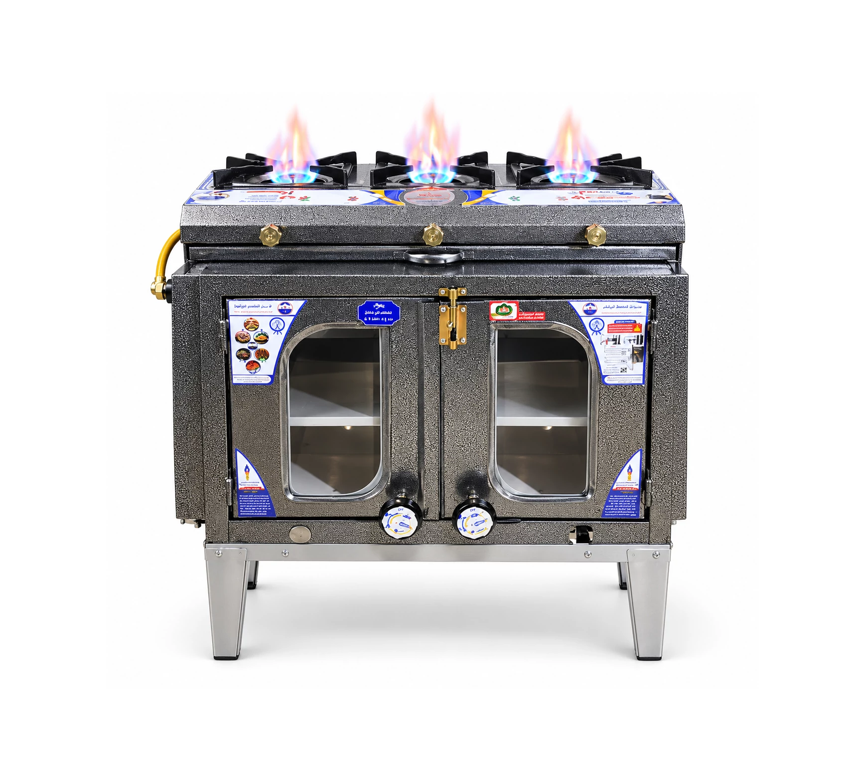 Glass-Insulated Gas Stove 3-Burner Blue Flame