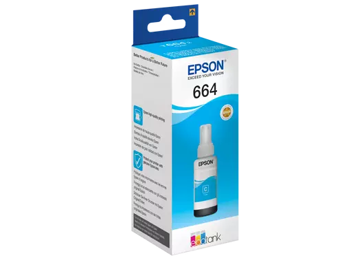 Ink Epson Sky Blue Liquid Original 664 for Printers EPSON EcoTank – Capacity 70 ml