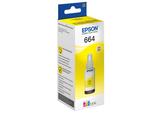 حبر إبسون أصفر سائل أصلي 664 لطابعات EPSON EcoTank – سعة 70 مل