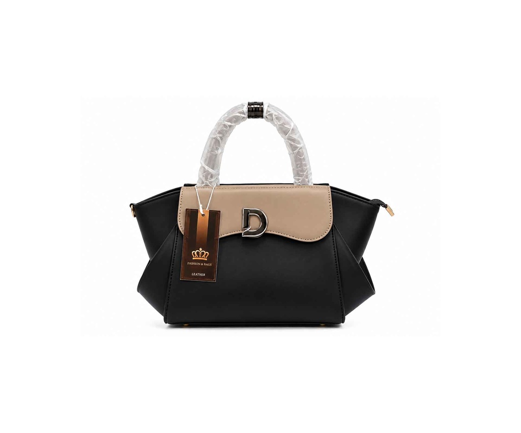 [DR-014] Elegant women’s handbag with a distinctive design and a metal closure – black