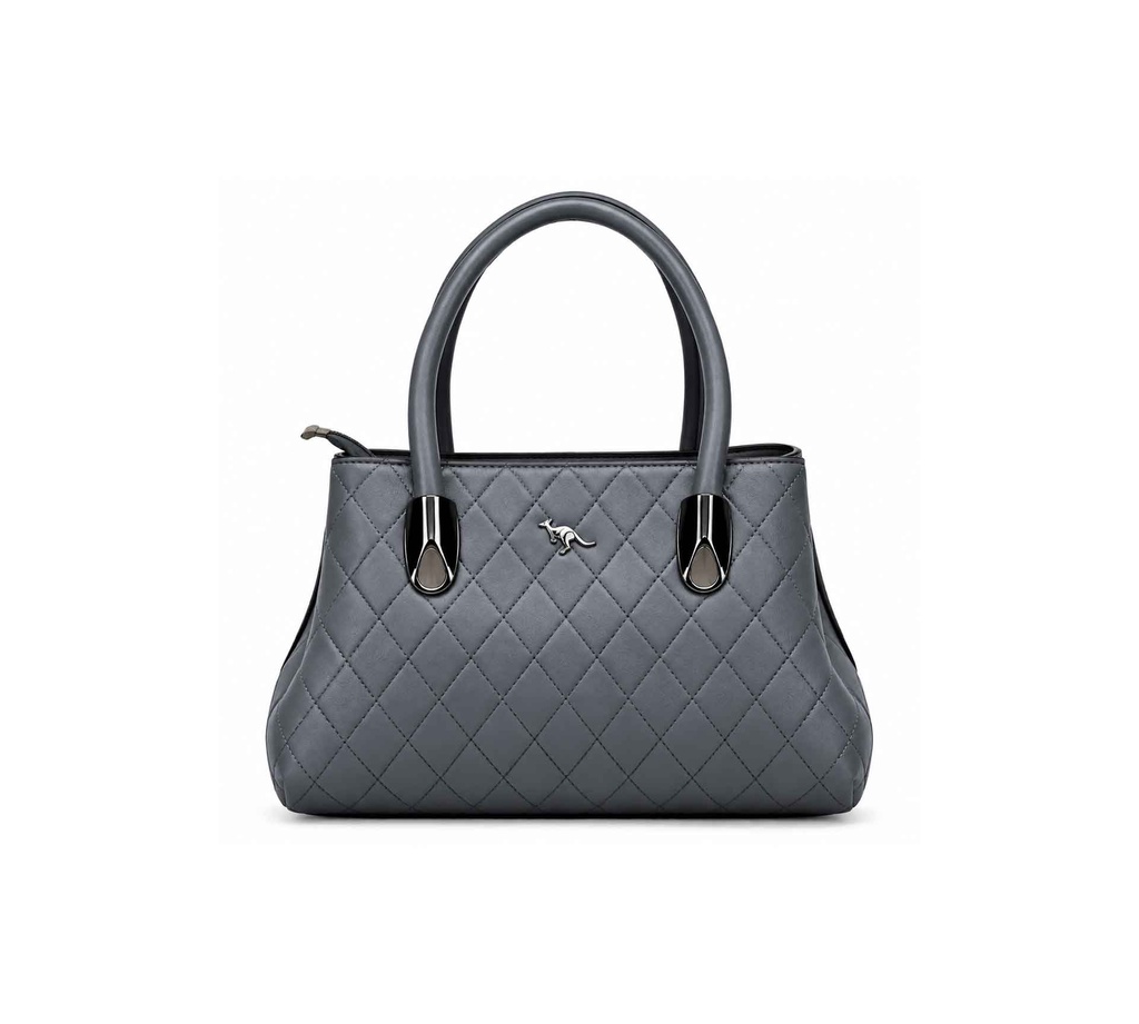[DR-020] Women’s grey faux leather handbag with diamond-pattern quilting – Model 820