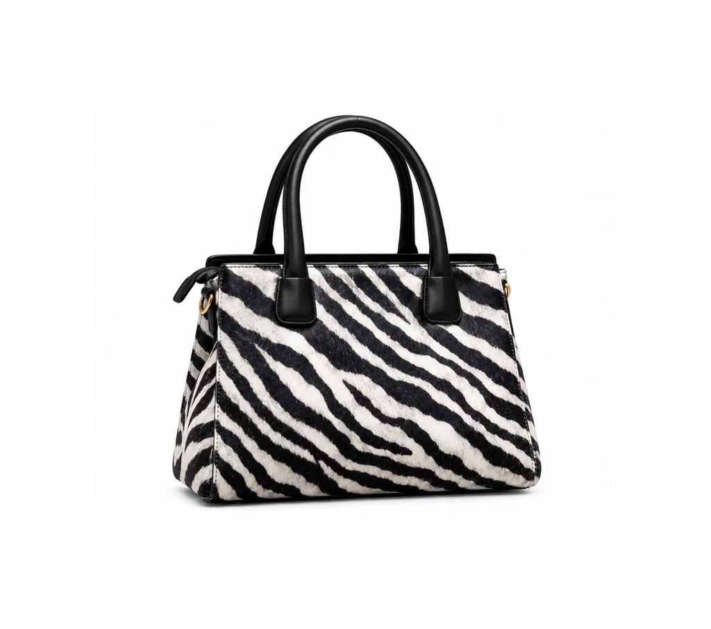 Women’s handbag with black and white stripes
