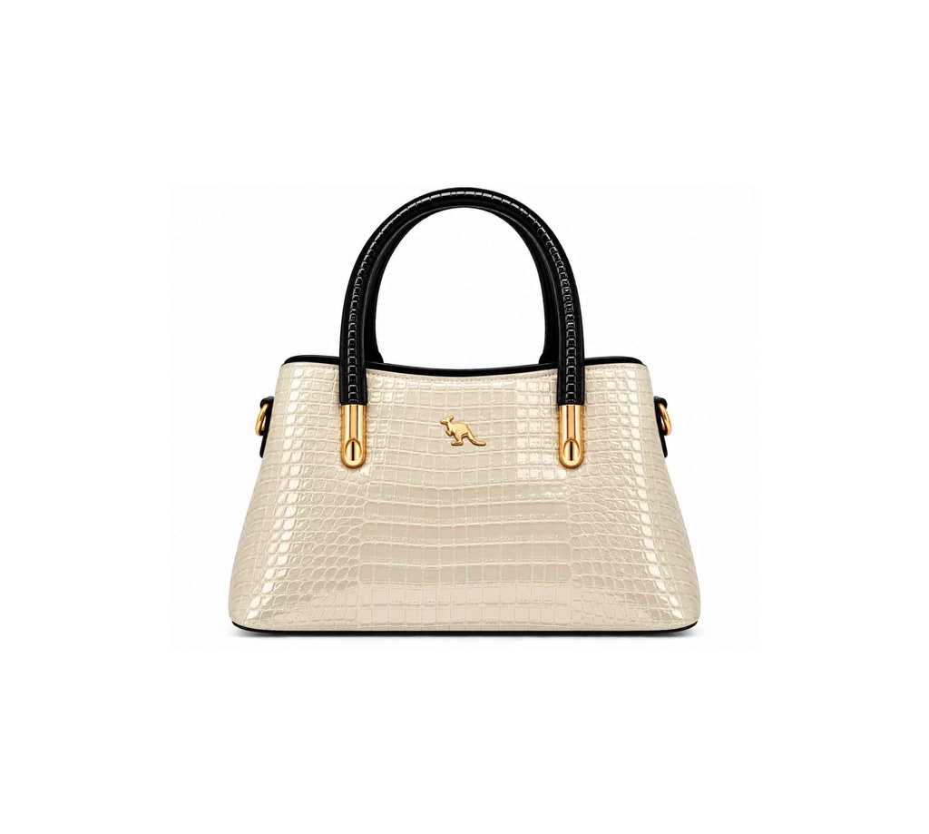 [DR-031] Elegant women's handbag with dual handles, off-white (ivory) 3023