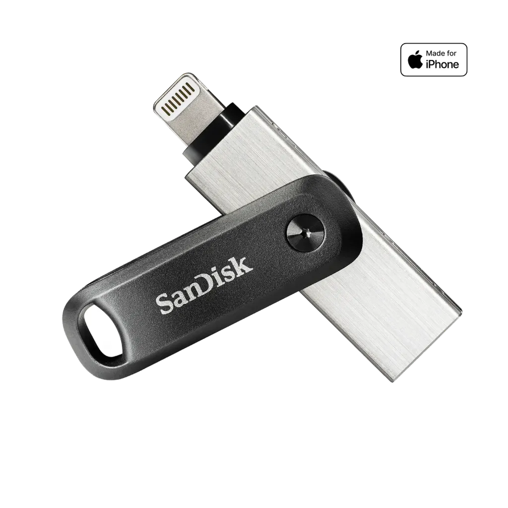 فلاشة سانديسك آيفون وموبايل SanDisk iXpand Flash Drive Go - 128GB - Lightning & USB-A