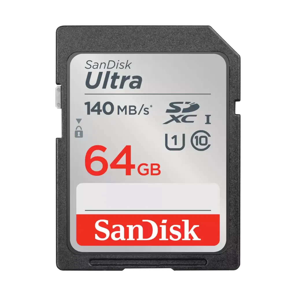 ذاكرة كاميرا سانديسك SanDisk Ultra SDXC - 64GB - 140MB/s - تدعم Full HD