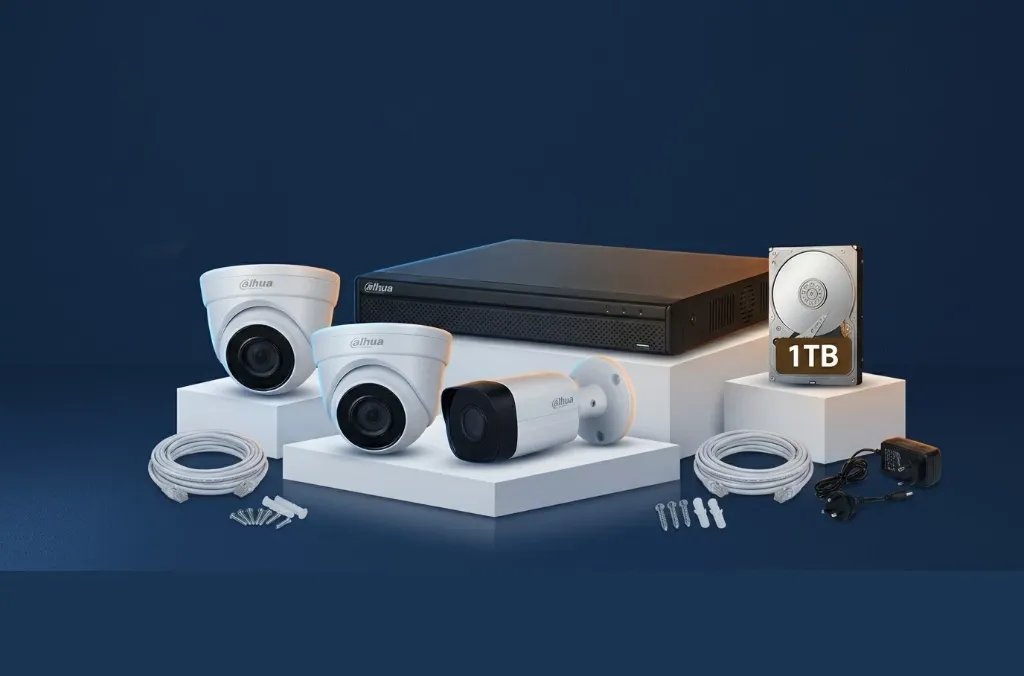 منظومة مراقبة تجارية 4 كاميرات  2MP – حماية أساسية للمحلات