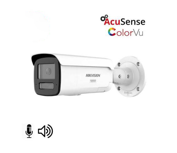 [PCS-0046] هيكفيجن كاميرا مراقبة IP Bullet، دقة 8MP، عدسة 2.8 مم، Smart Hybrid Light، إنذار ضوئي وصوتي – DS-2CD2T87G3-LIS2UY/SL