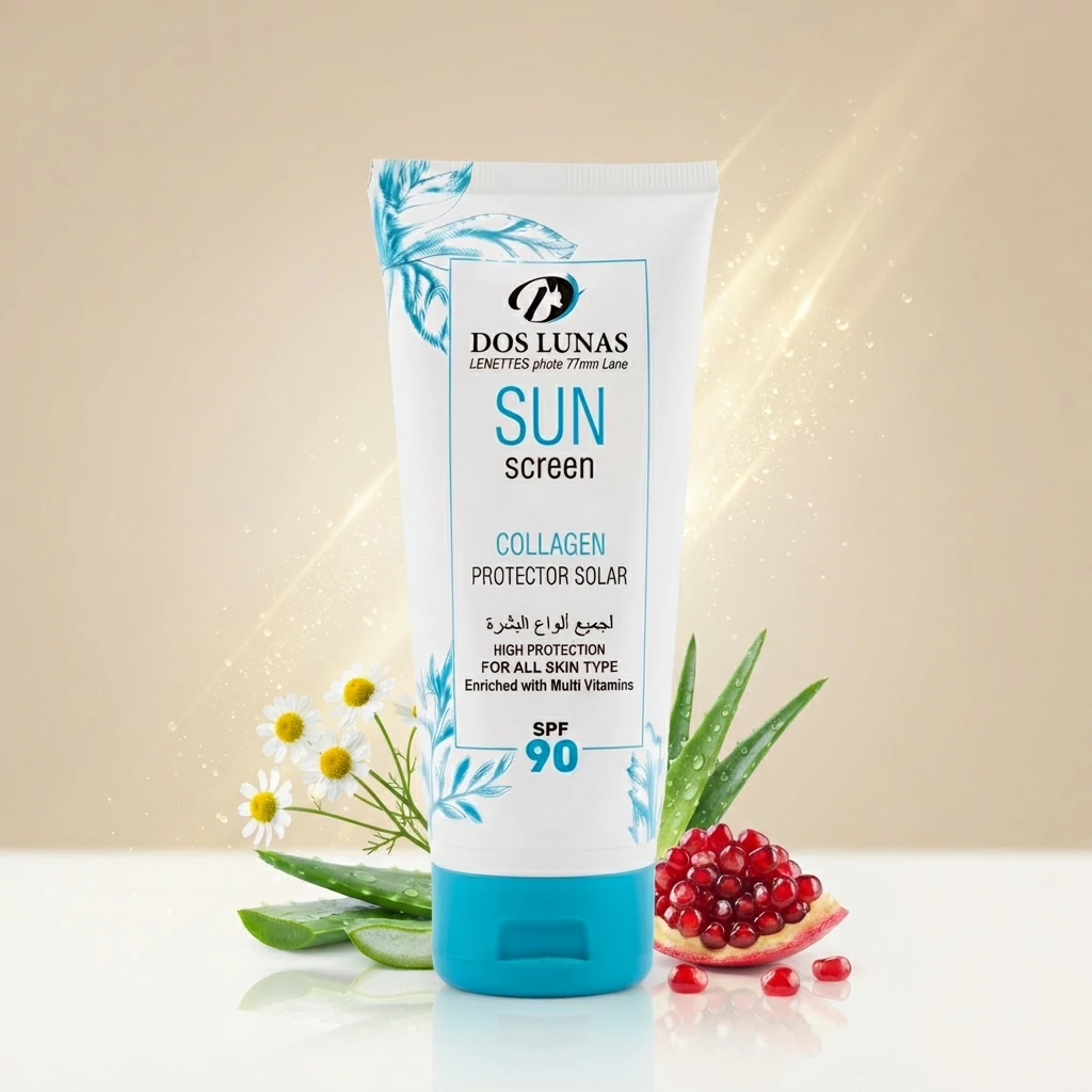 [MRK-004] واقي شمس بالكولاجين دوس لوناس DOS LUNAS SPF 90، حماية عالية لجميع أنواع البشرة غني بالفيتامينات المتعددة