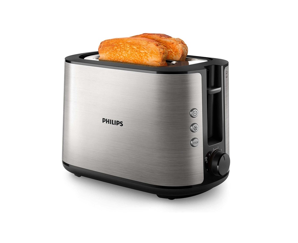 [PHI-003] Toaster khbz Philips Viva Collection HD2650/90, madnya balkaml, ftha wasaa, 8 mstwyat thmyr, 950 W, Stainless Steel