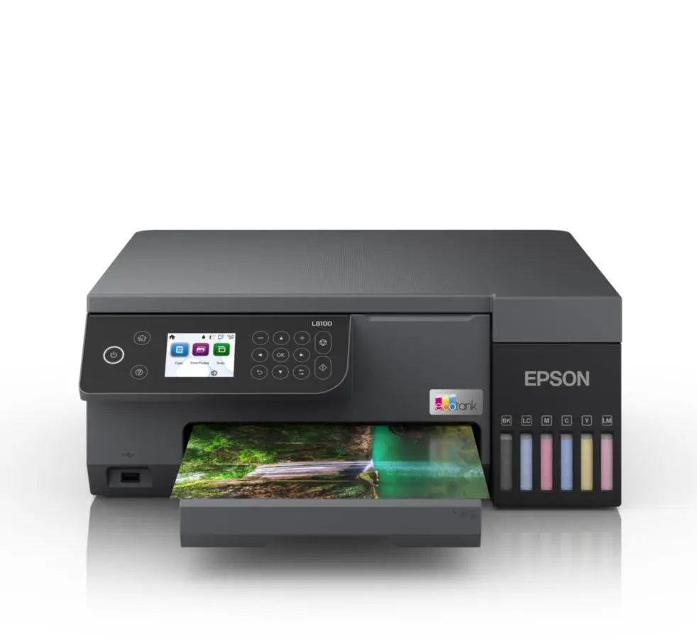 [PCU-0001] طابعة Epson EcoTank Photo L8100 لطباعة الصور بمقاس A4، والنسخ والمسح الضوئي بتكلفة منخفضة.